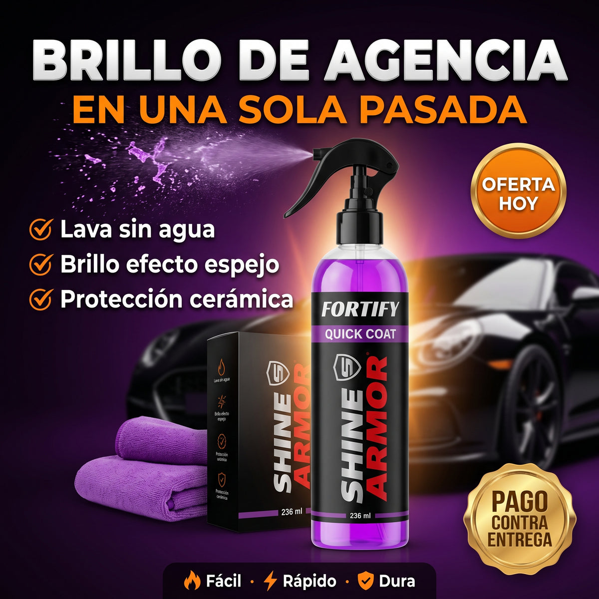 Spray Cerámico 3 en 1 ShineArmor™ | Brillo de Agencia Sin Pulidora
